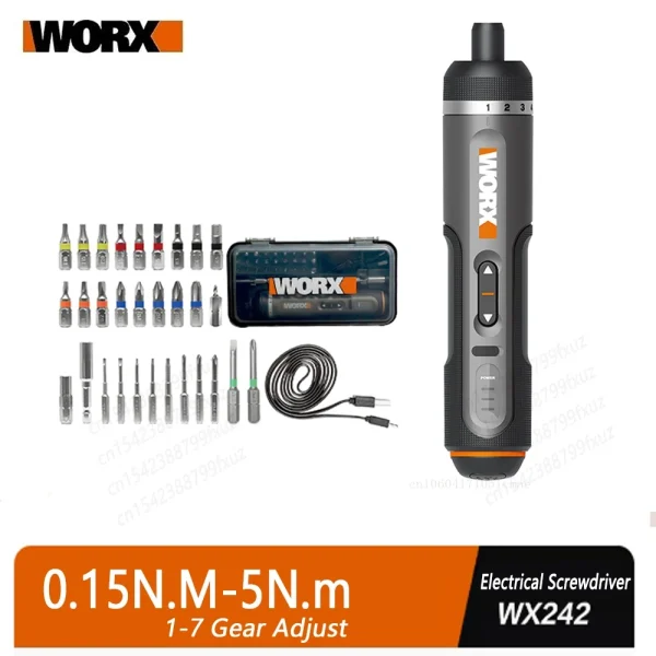 WORX WX242 4V Smart Cordless Electric Screwdriver Set – USB Rechargeable with 30 Bits & Mini Drill