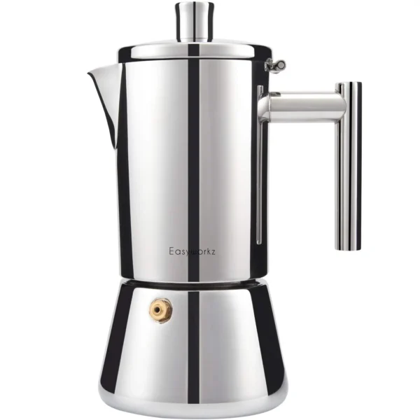 4 Cup Moka Pot Espresso Maker – Easyworkz Diego Stainless Steel for Induction Cooking