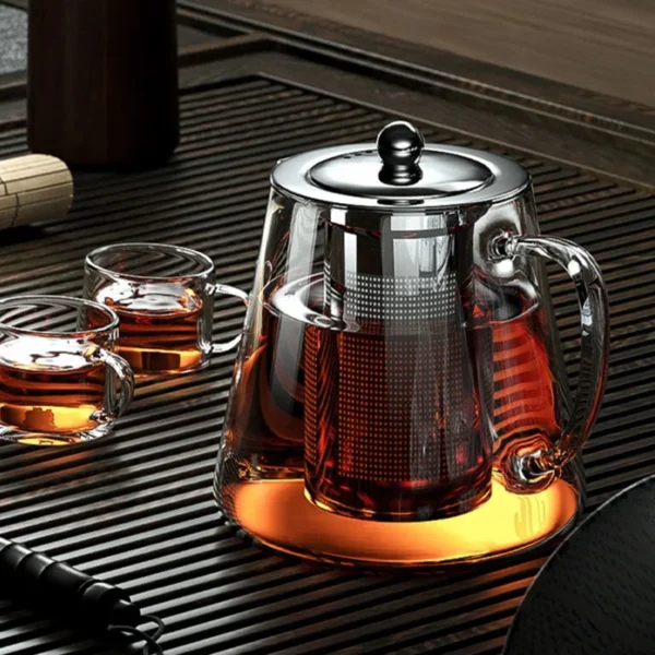 Glass Teapot with Stainless Steel Strainer – Kung Fu Teaware Set for Oolong Tea Brewing